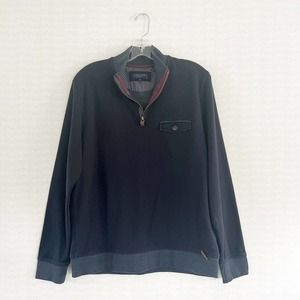 Ted Baker London Men’s Size “4” Size L US 1/4 Zip Navy Pullover Sweater Shirt